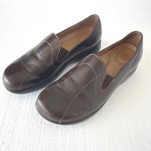 Dansko Leather Slip On Loafer Comfort Walking Shoes Dark Brown Size 40 Work Wear